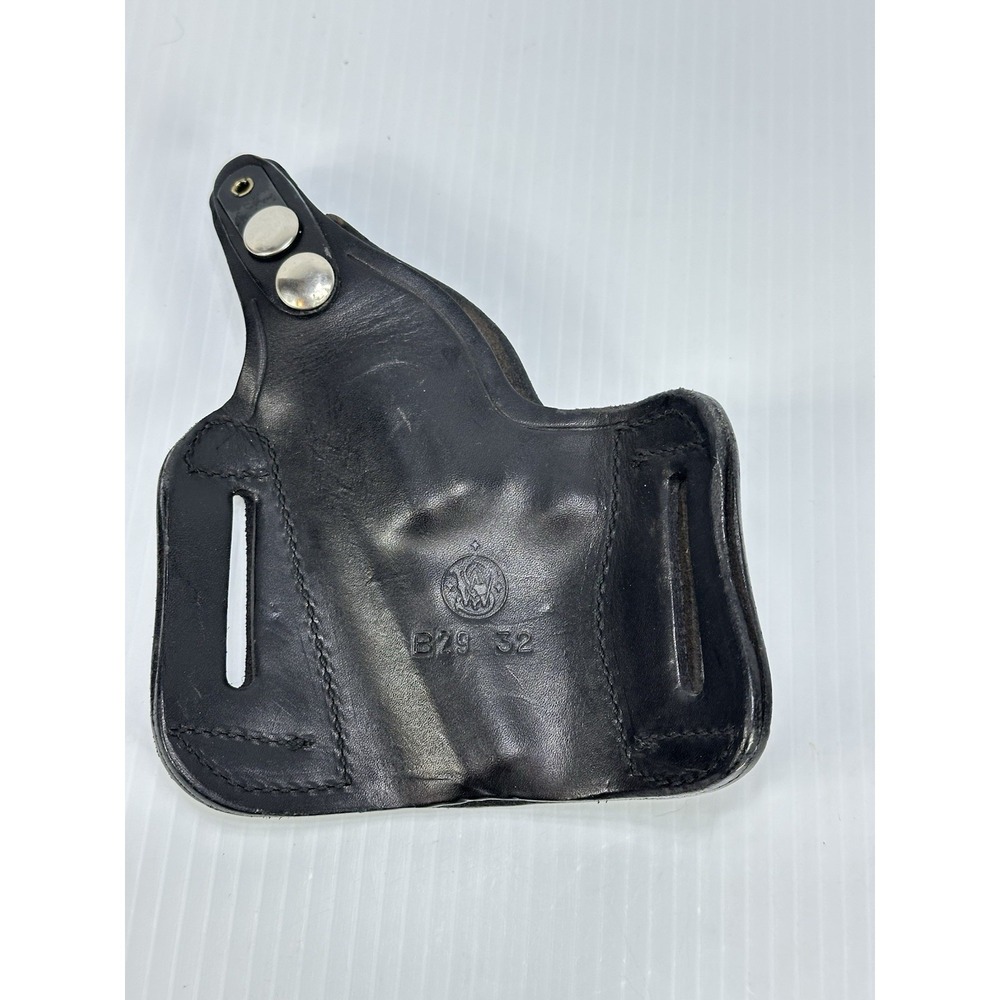 Leather Smith and Wesson‎ Belt Holster B29 32 2 Slot Pancake Handgun Black